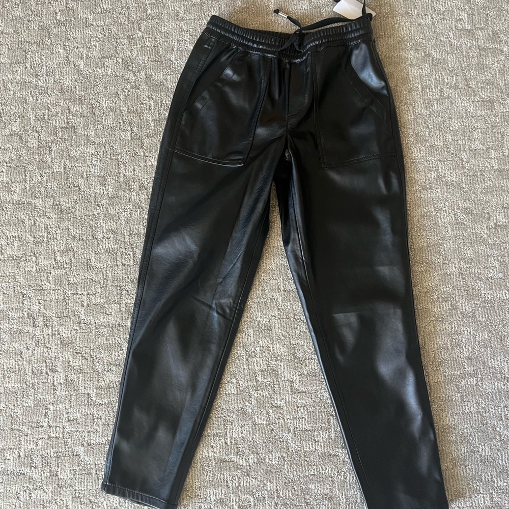 Faux leather joggers